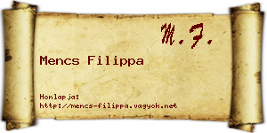 Mencs Filippa névjegykártya